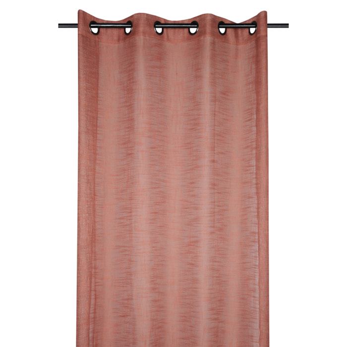 Voilage uni à œillets  - Effet lin - Terracotta