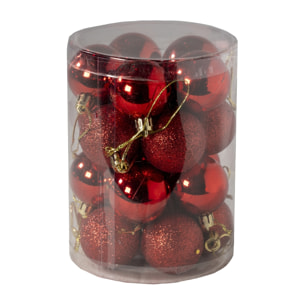 DAM  Palle di Natale decorative, 4 cm. Set di 20 in colori rossi, texture varie. 4x4x4cm. colore rosso