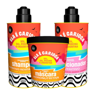 LOLA Kit Ela É Carioca Shampoo 500ml + Mask 450ml + Conditioner 500g