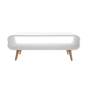 Table basse rectangulaire scandinave blanc et bois clair L118 cm TAKLA