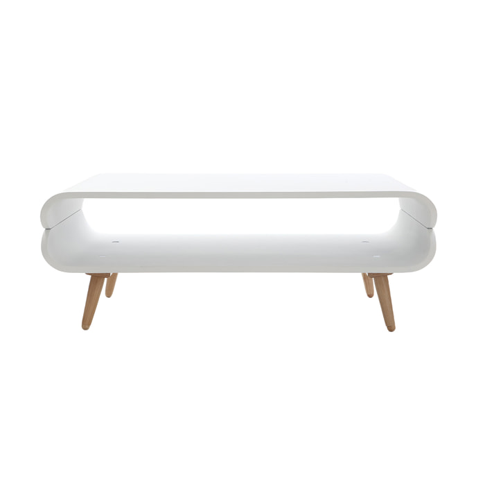 Table basse rectangulaire scandinave blanc et bois clair L118 cm TAKLA