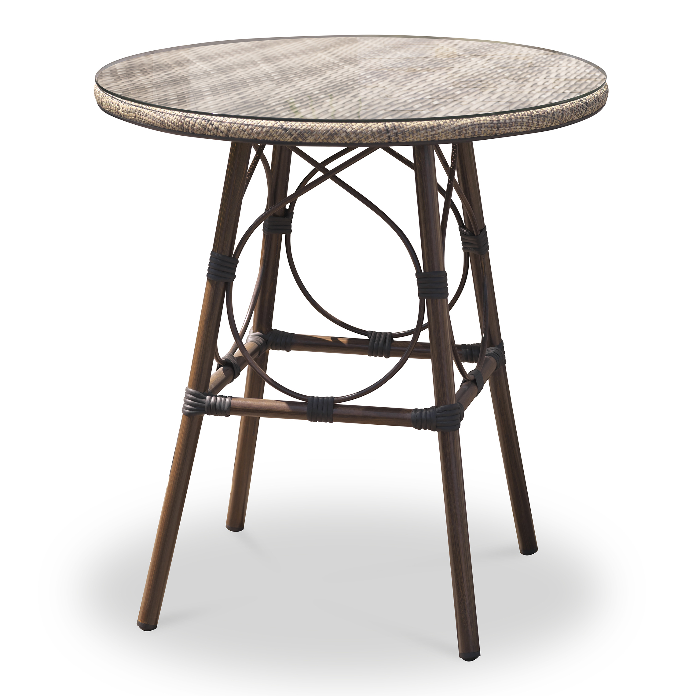 USHUAIA  - Table de jardin ronde en aluminium marron