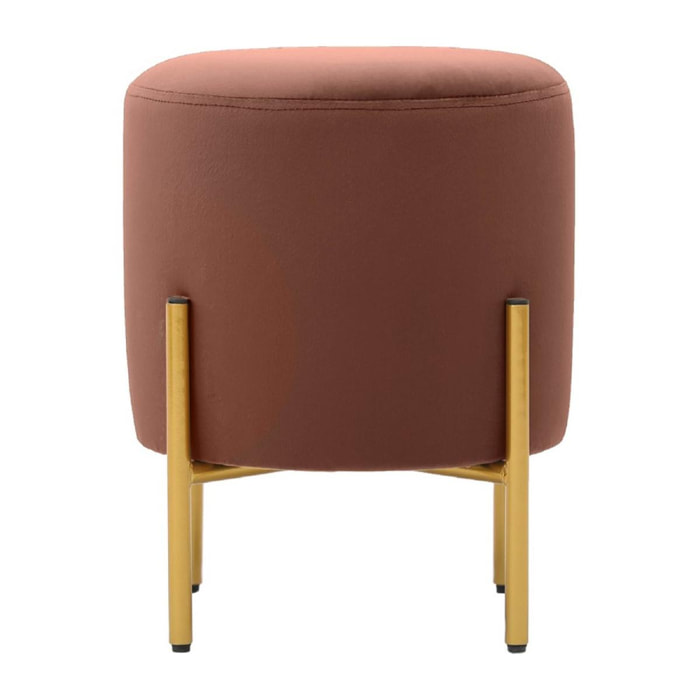 Pouf tondo da salotto in velluto marrone