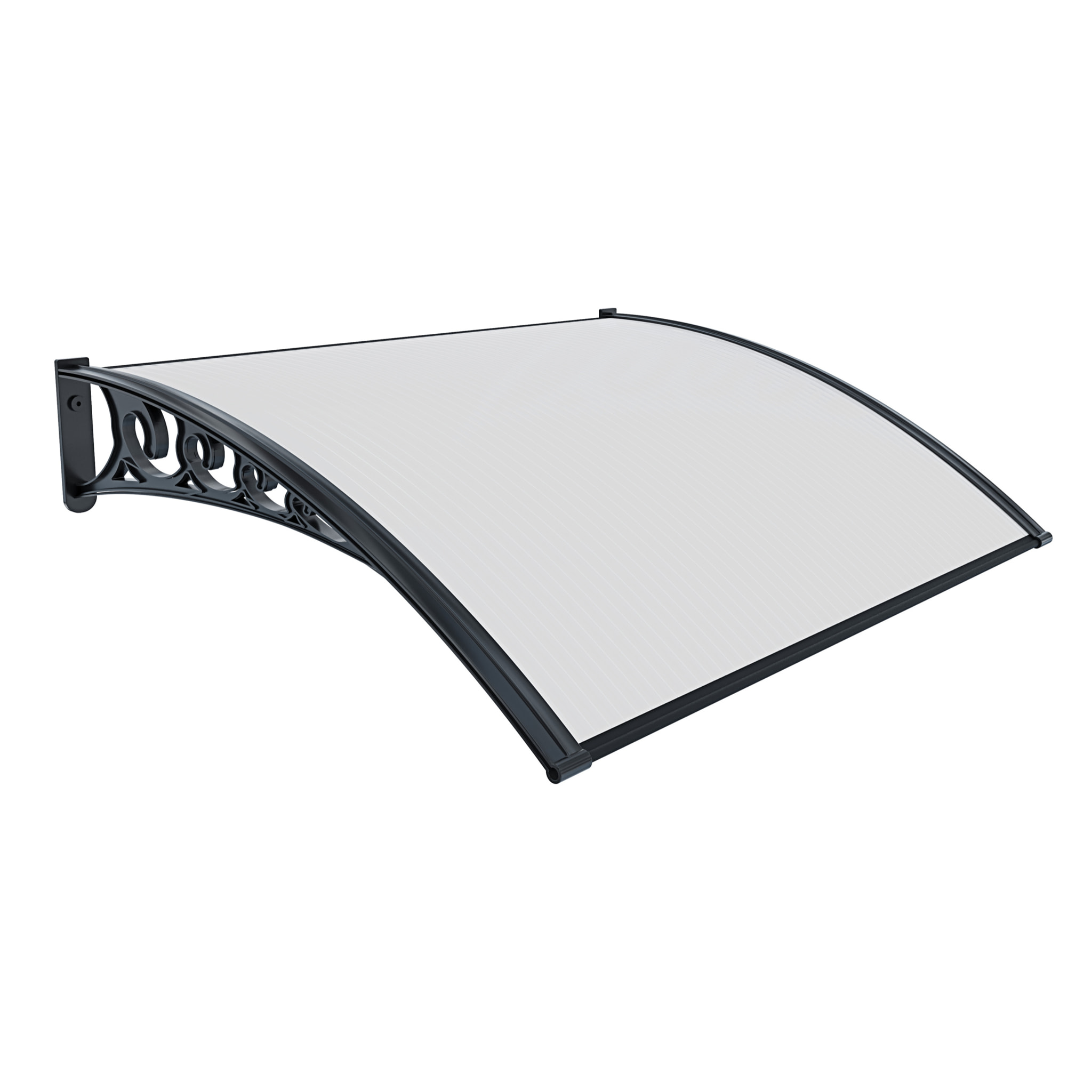 Pensilina Per Copertura In Policarbonato Alveolare Tettoia Modulabile Per Esterno Porte Balcone Finestre Elegante Resistente Trasparente 60 x 100 cm