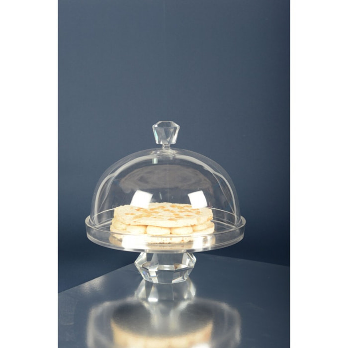 Cloche à gâteaux sur pied diamant en verre