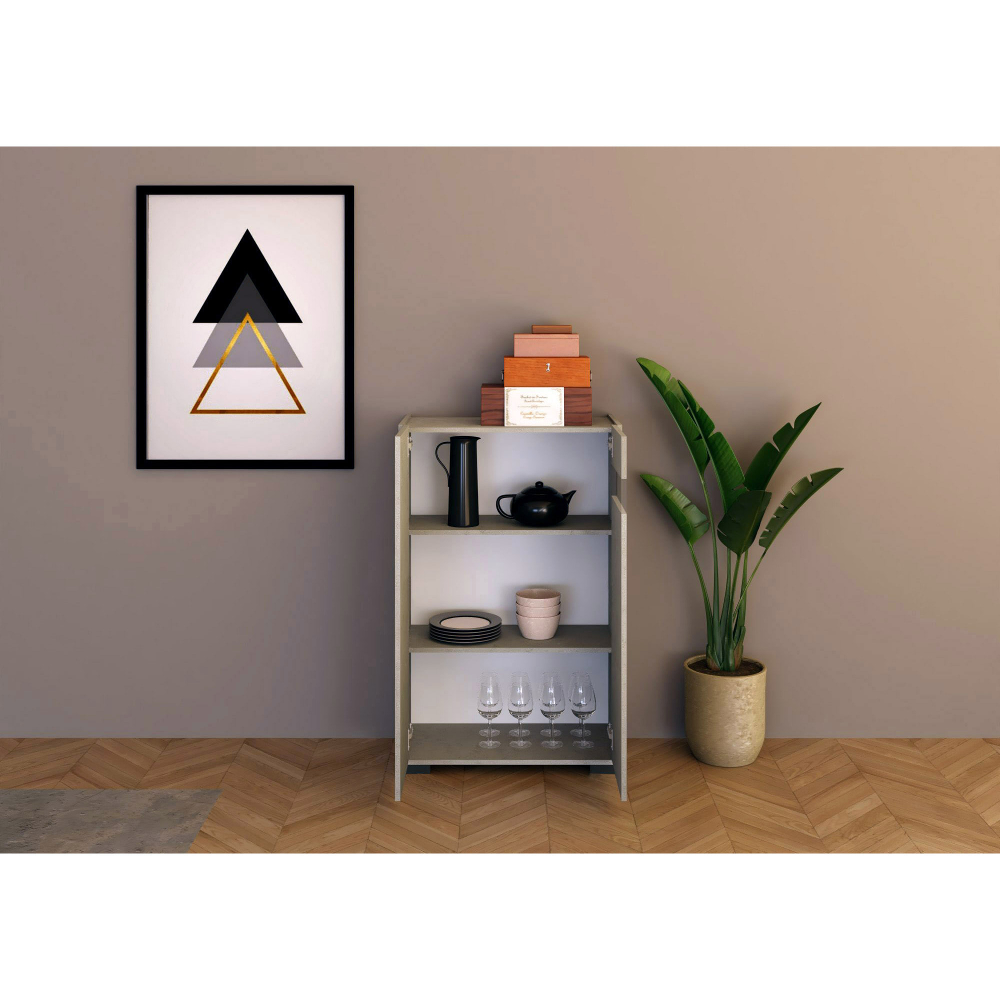 Credenza alta 2 ante 70x35x110 cm Riflesso cashmere