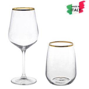 Set 12 pezzi Artemisia con bicchieri da acqua e calici da vino con filo