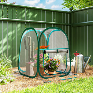 Mini serre de jardin pop up avec sac de transport - porte zippée enroulable - dim. 70 x 70 x 80 cm - PVC transparent vert