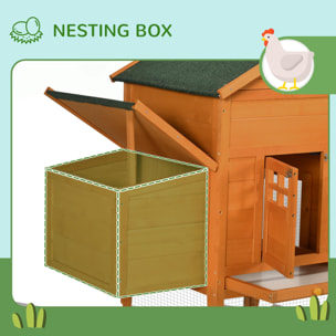 Gallinero Exterior de Madera 297,5x68x118 cm Jaula Grande para 3-6 Gallinas con Techo Asfáltico Corral Metálico Puerta de Pestillo Nido Bandeja Extraíble y Rampa Natural