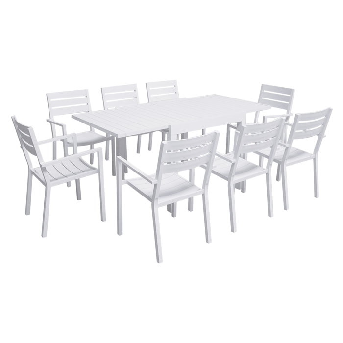 Salon de jardin VENEZIA extensible 90/180 en aluminium blanc - 8 places