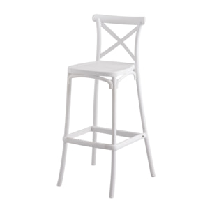 Set da 4, Sgabello da bar cross,in polipropilene bianco