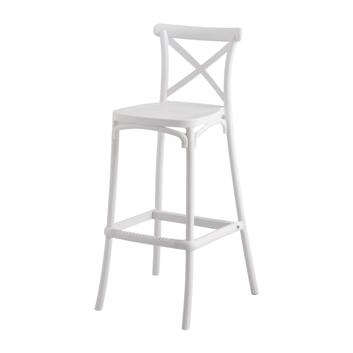 Set da 4, Sgabello da bar cross,in polipropilene bianco