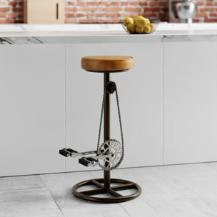 Tabouret de bar 73 cm en cuir marron - Gaya