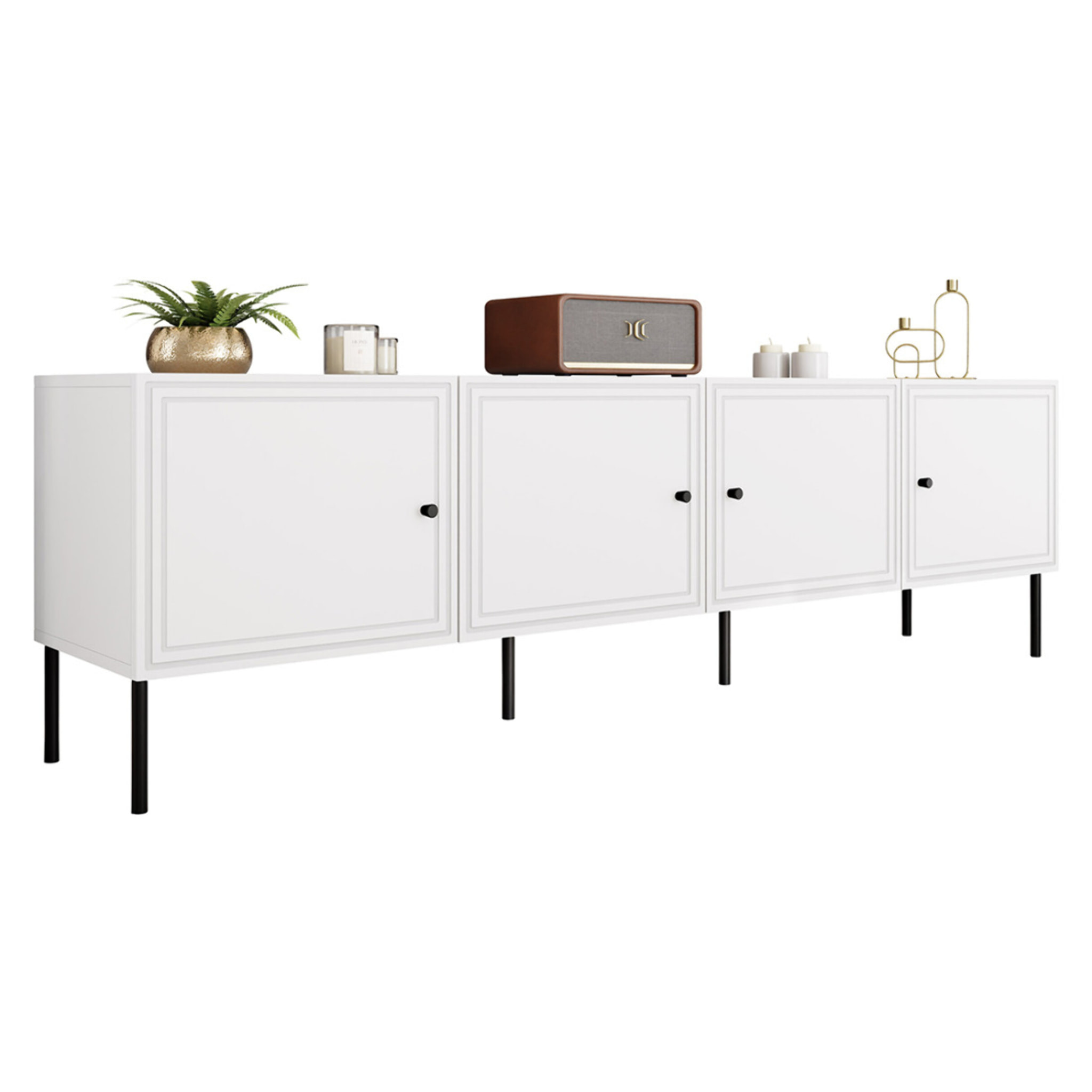 Lavaggi - meuble tv - 4 portes - 200 cm - Blanc