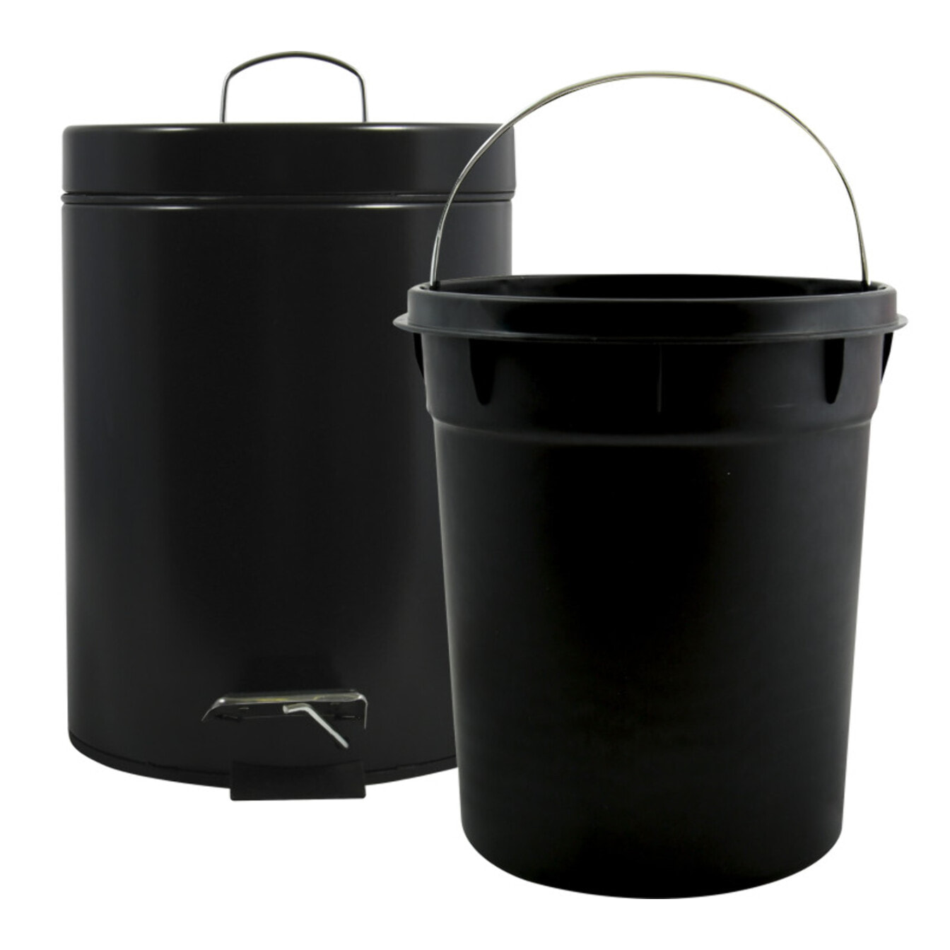 Poubelle à pédale Inox 5L Noir MSV