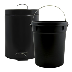 Poubelle à pédale Inox 5L Noir MSV
