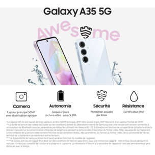 Smartphone SAMSUNG Galaxy A35 Bleu 256Go 5G