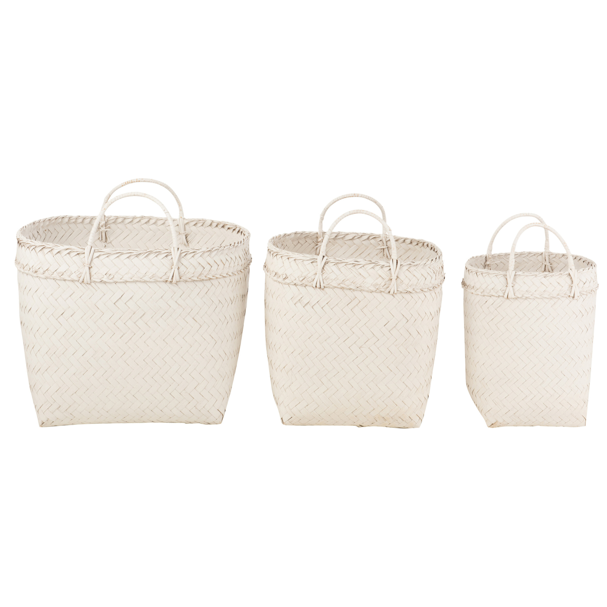 J-Line panier Carre - rotin - blanc - 3 pcs