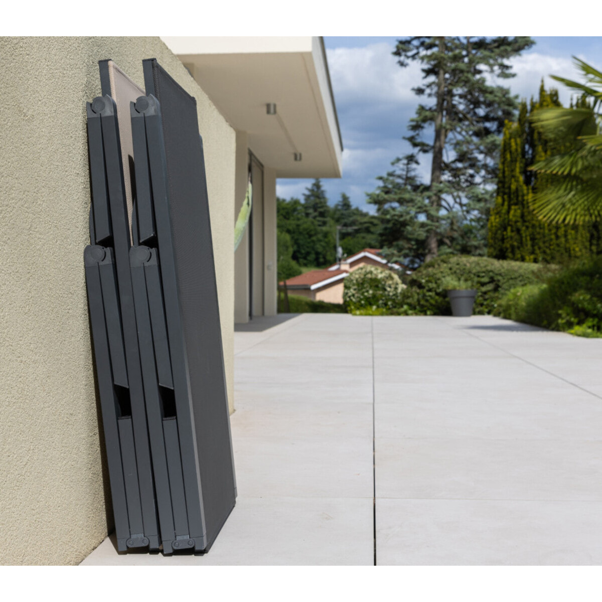 Transat de jardin en aluminium - pliable - gris anthracite - NARA