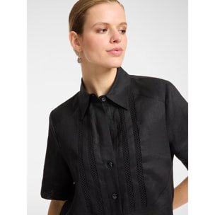 Elena Mirò - Vestido de lino con botones. - Negro