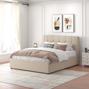 LYANNA Lit avec coffre de rangement 160x200cm velour beige