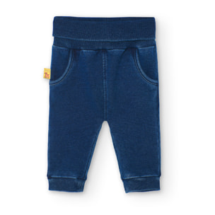 Pantalón liso, felpa recién nacido niño, azul