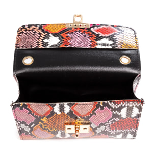 Borsa a tracolla da donna Foglio. Stampa pitone multicolore.