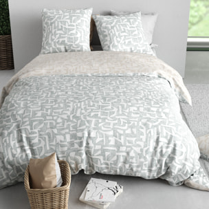Parure housse de couette imprimé 100% coton - maya - gris