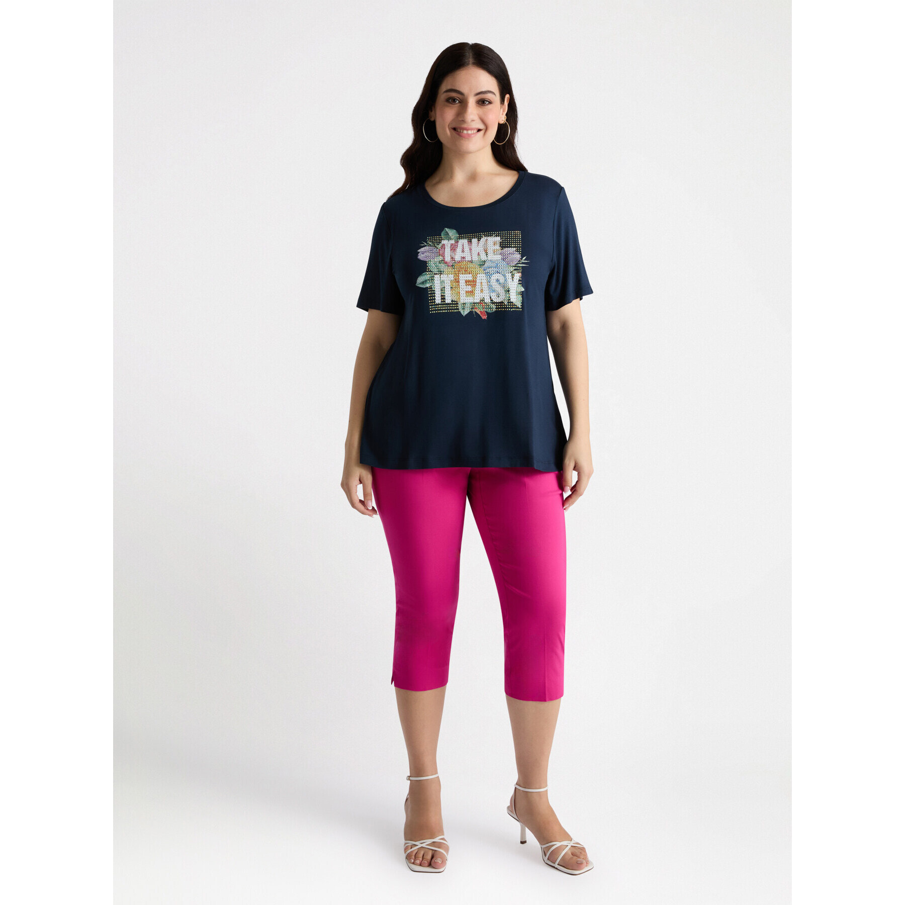 Fiorella Rubino - Camiseta con estampado y pedrería - Azul