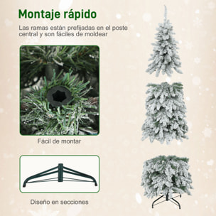 Árbol de Navidad Estrecho 180 cm, Árbol de Navidad Nevado con Luces LED Bicolores, Temporizador, 11 Modos de Iluminación, 540 Ramas, Soporte de Acero, Fácil de Montar, Verde
