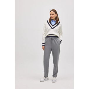 Pantaloni dritti grigi con vita regolabile