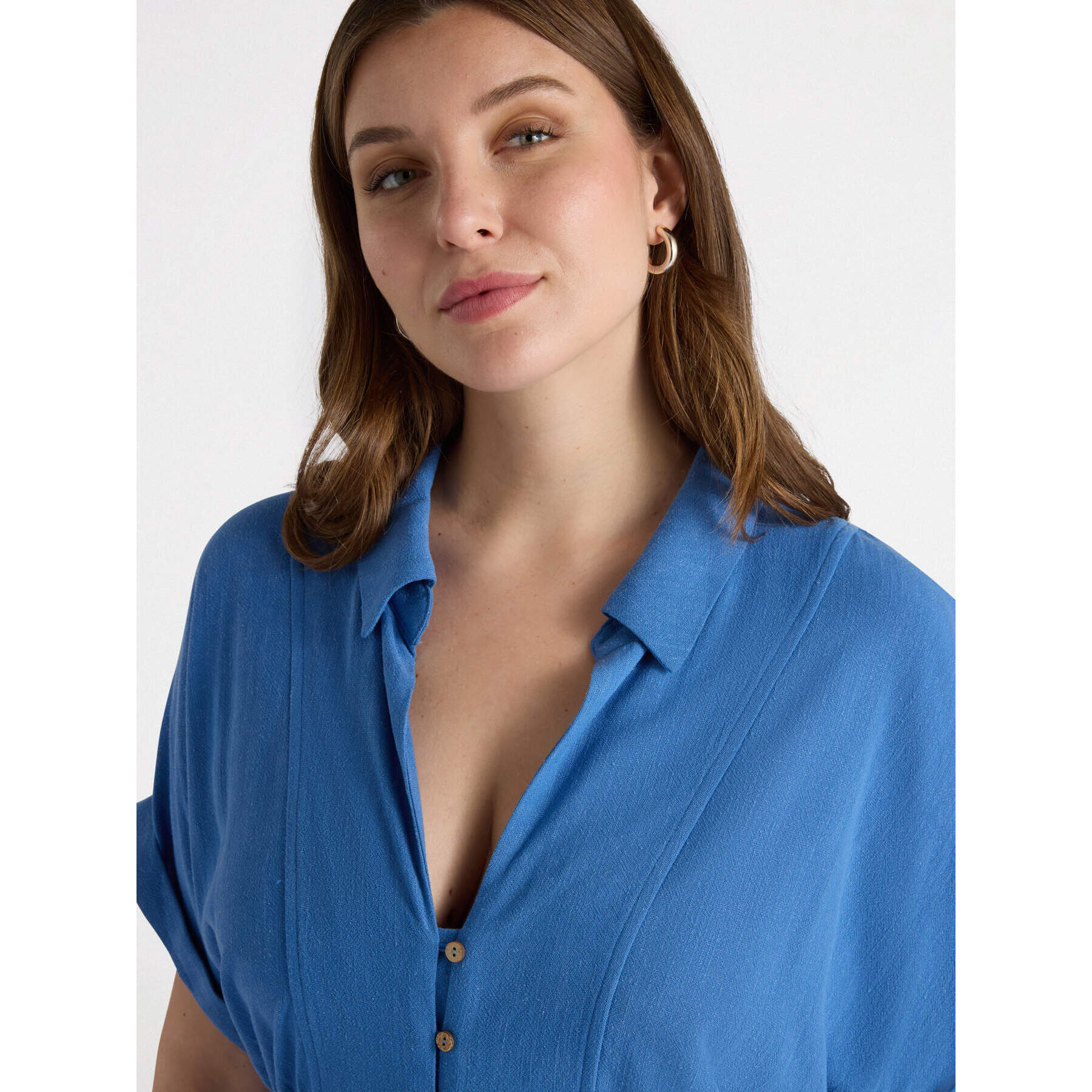 Fiorella Rubino - Vestido camisero con borde en la cintura - Azul