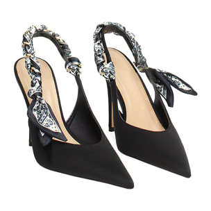 Décolleté slingback nere tacco 10,5 cm