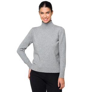 Jersey CAMILA cuello chimenea gris