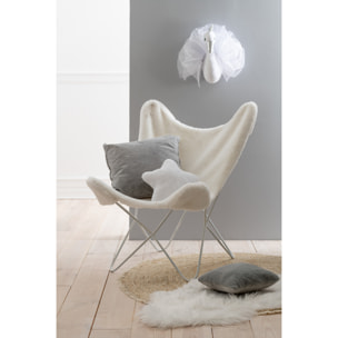 J-Line décoration murale Cygne - peluche - blanc/argent