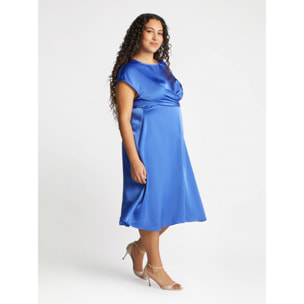 Fiorella Rubino - Vestido de raso con drapeado - Azul