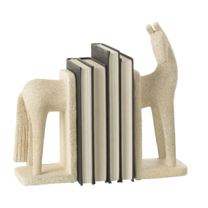 J-Line Set De 2 Serre-Livre Cheval Moderne Resine Beige