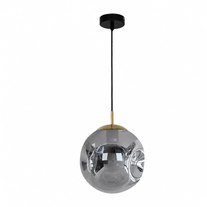 Suspension chrome en verre D25 cm - Brume