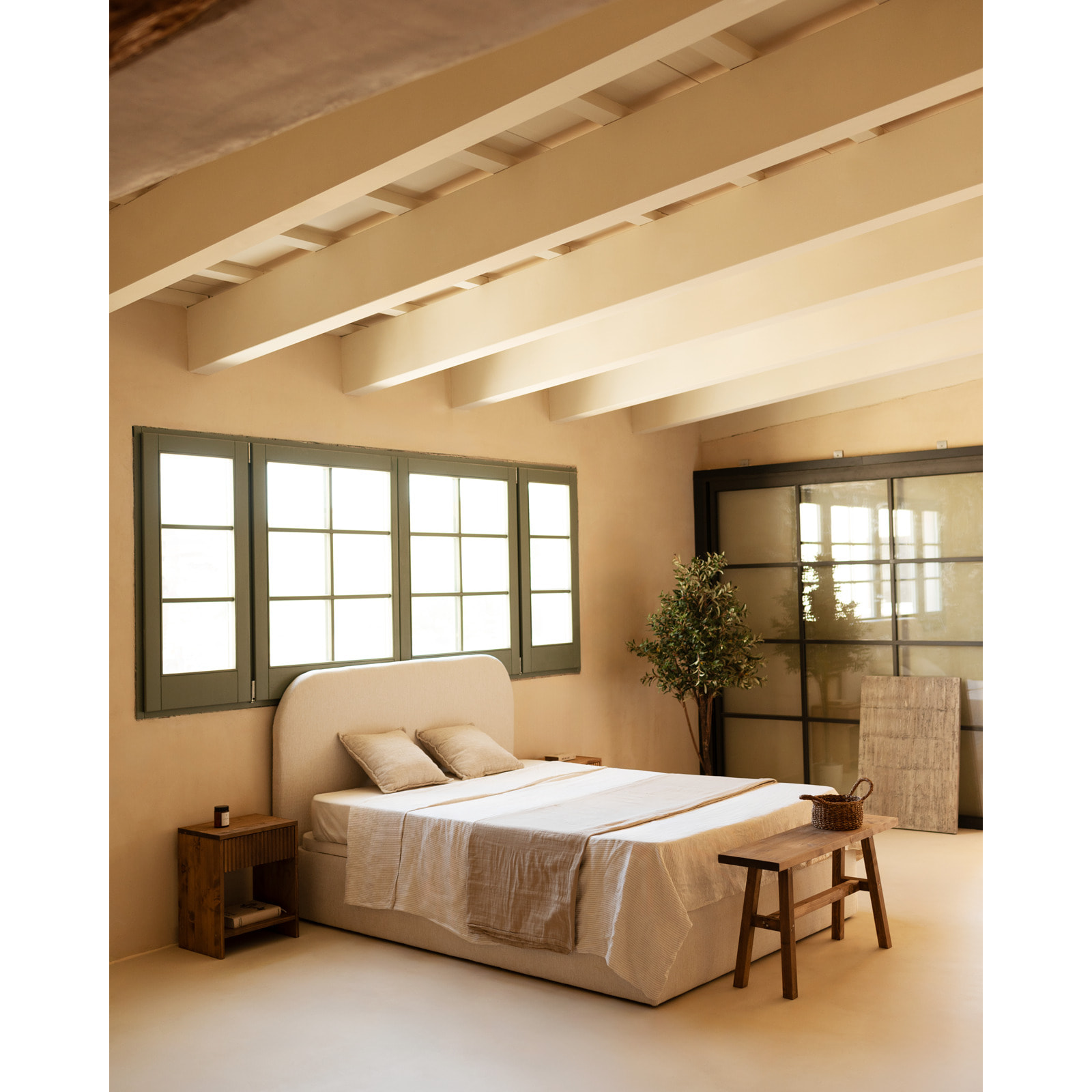 Cama con canapé blanco para colchón de varias medidas