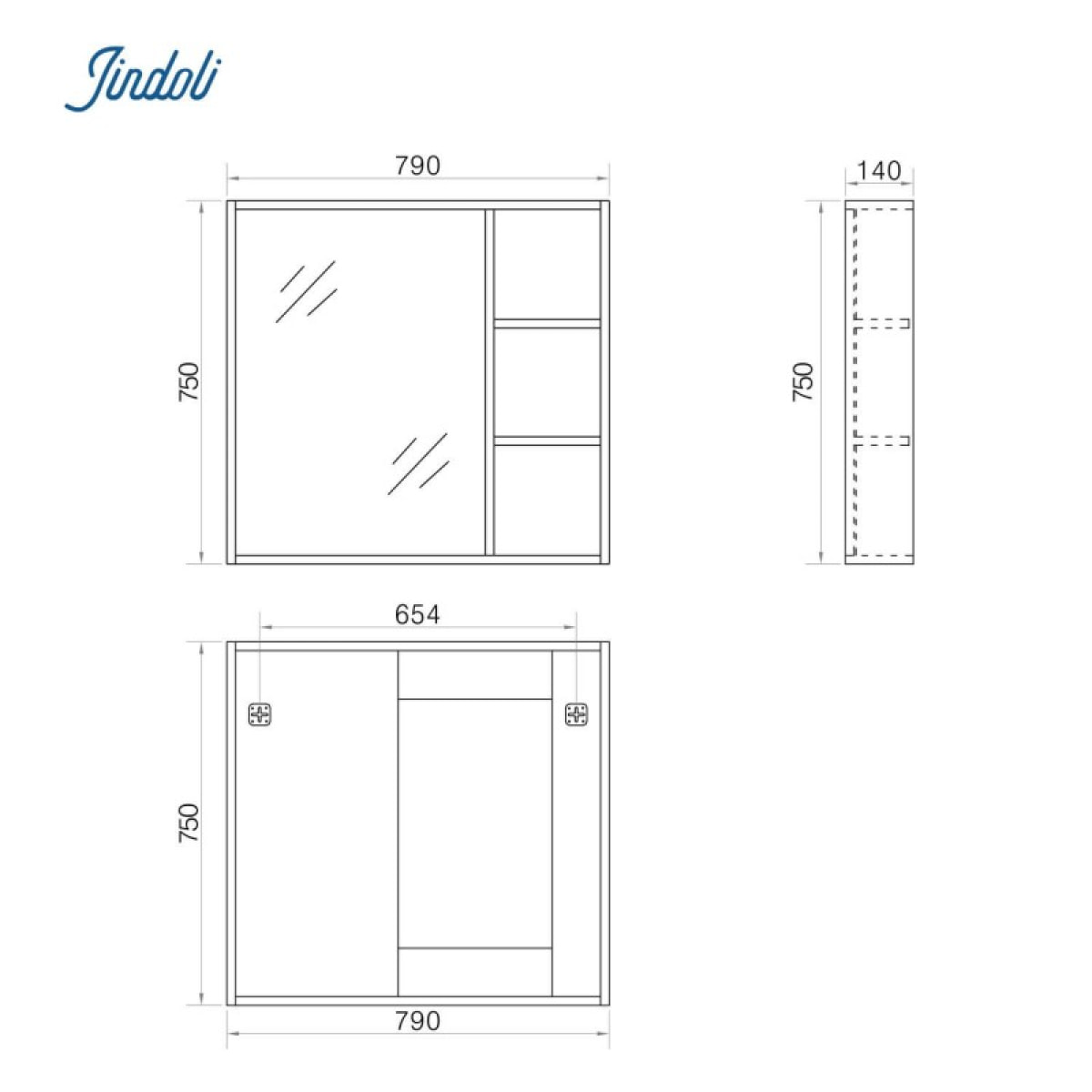 Armoire de toilette miroir 80 cm chêne gris Aquanoma