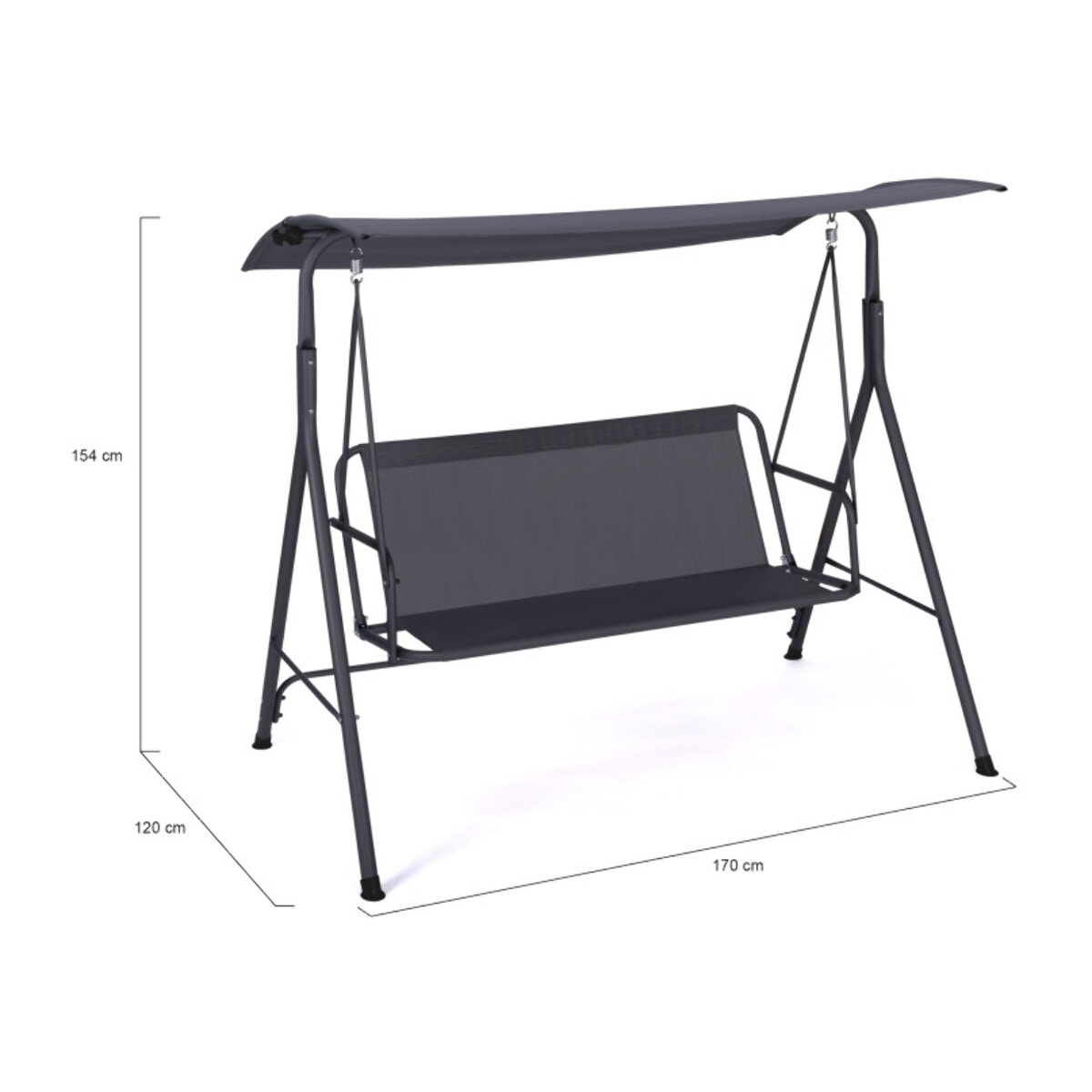 Balancelle de jardin grise textilène 170cm