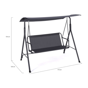 Balancelle de jardin grise textilène 170cm