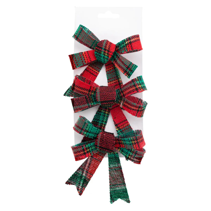 Décoration nœud écosse 10x12cm x3