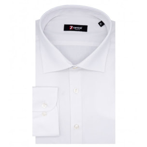 Camicia Uomo 1 Bottone Francese Slim Popeline Unito Bianco