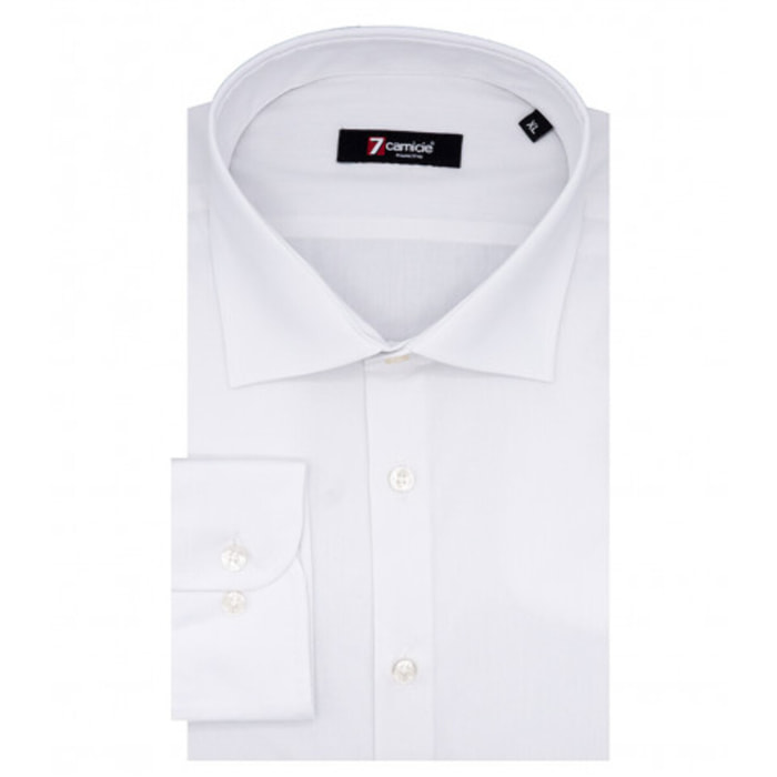 Camicia Uomo 1 Bottone Francese Slim Popeline Unito Bianco
