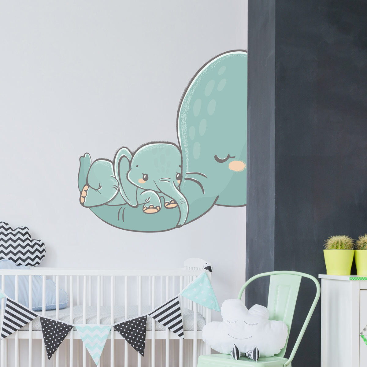 Stickers muraux | Sticker Mural Autocollant - ÉLÉPHANT ET SON BÉBÉ - Stickers adhésifs