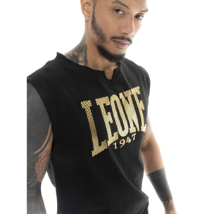 T-shirt da uomo smanicata in cotone elasticizzato Leone Stripe Gold