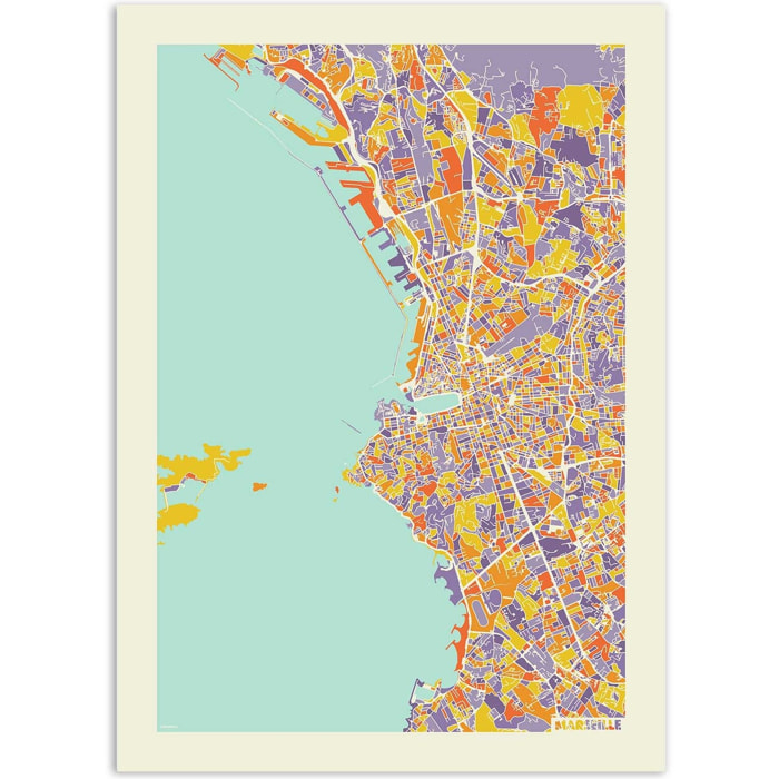 Affiche - Marseille Rainbow map - Muzungu