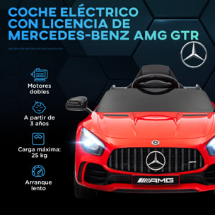 Coche Eléctrico para Niños de +3 Años Mercedes-Benz AMG GTR Carro Eléctrico Infantil con Batería 12V Mando a Distancia Faros Bocina Música y Pantalla Rojo