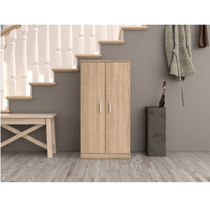 Armadio Mobiletto Portascarpe Bridge Scarpiera in Legno 7 Ripiani e 2 Ante Ingresso Corridioio Arredo Casa Design Minimal 108 x 55 x 36 cm Rovere